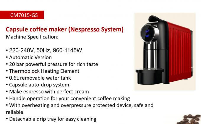 20 el tanque de agua desprendible de la máquina 0.6L de la cápsula de Nespresso de la barra 1